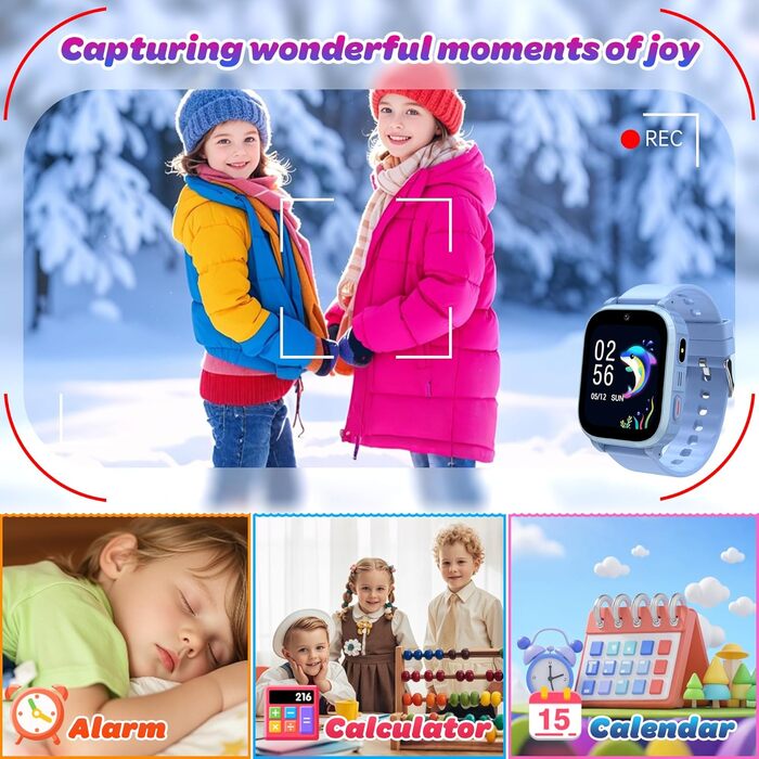 Дитячий смарт-годинник, дитячий смарт-годинник 4G з GPS та телефоном, дитячий годинник IP68, функція виклику, SOS, ігри, будильник, шкільний режим, SIM-телефон, смарт-годинник, подарунок для дівчаток та хлопчиків, синій-4G GPS