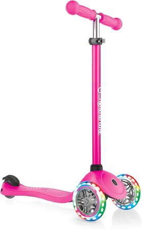 Самокат дитячий, 120/80 мм, ABEC 5, 3 колеса, регульований по висоті, світлодіодні колеса, неоновий рожевий