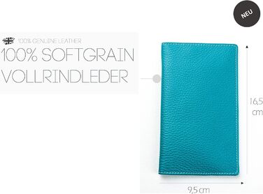 Персоналізований складаний календар 2024/2025 DIN A6 Soft Grain Leather бірюзовий - Організатор Planner (1 місяць, 2 сторінки) у шкіряній обкладинці - Щомісячний огляд Календаря зустрічей та адресна книжка Бірюзовий м'який зерно