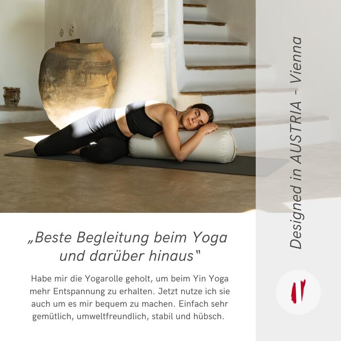 Рол для йоги Lotuscrafts Ø24 см, валик для йоги зі 100 органічним наповнювачем з полби, бавовняний чохол, що можна прати, для відновлювальних вправ йоги Інь, сертифікований GOTS, антрацит