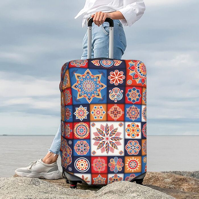 Чохол для валізи Ретро Квіти - еластичний захист від подряпин та пилу, чорний, розмір 85 см