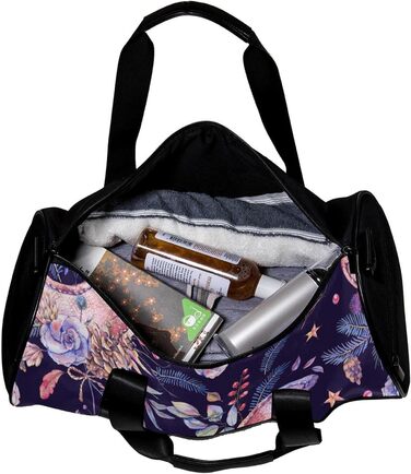 Спортивна сумка, маленька дорожня сумка, сумка для шопінгу та йоги, вінтажний дизайн з місяцем, трояндами та квітами, сумка для фітнесу на відкритому повітрі, ручна поклажа