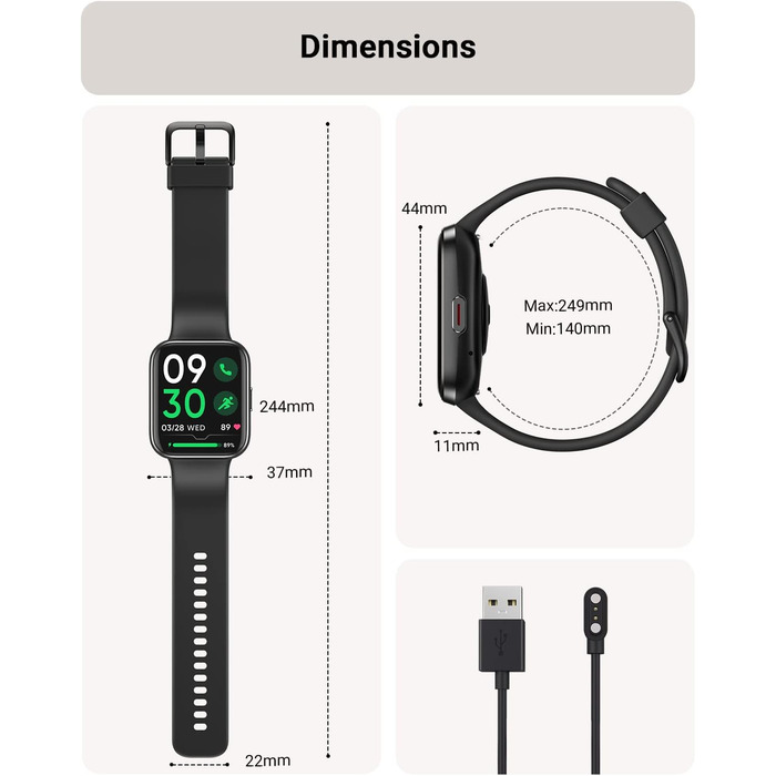 Розумний годинник Tensky для чоловіків з функцією телефону, жіночий розумний годинник 1,85 дюйма з Alexa, вбудована водонепроникність 3 атм, 110 спортивних режимів, крокомір, монітор серцевого ритму, монітор сну, фітнес-годинник SpO2, акумулятор 350 мАг д