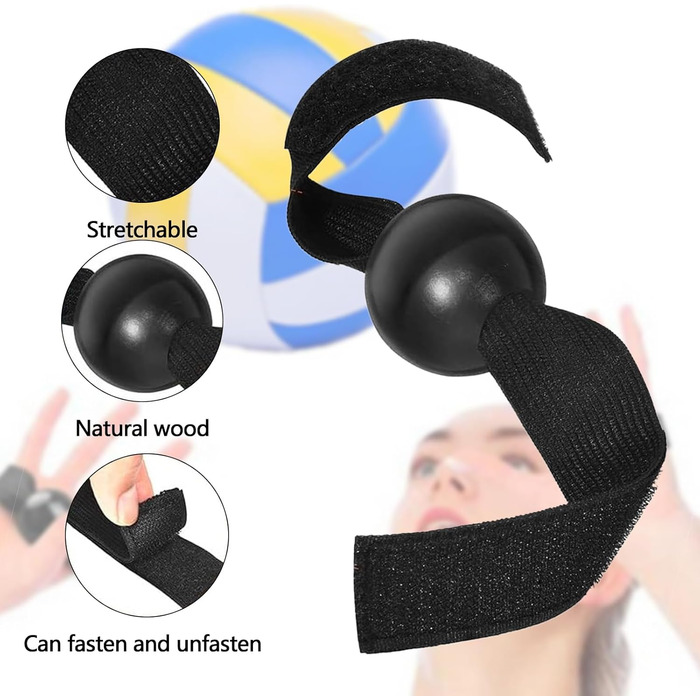 Комплект аксесуарів для індивідуальних волейбольних тренувань (Подача, Шип, Ловля), Еспандер з поясом опору, 5 предметів, Чорний