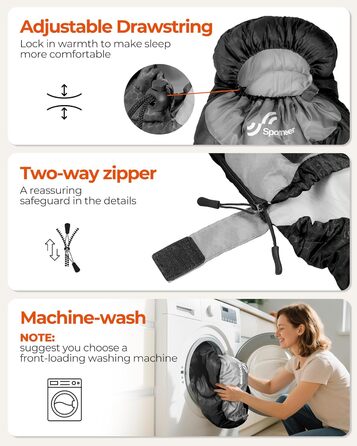 Спальний мішок для кемпінгу та походів, легкий портативний спальний мішок-ковдра для кемпінгу та походів, 220x80 см, чорний