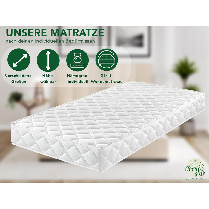 Ергономічний 7-зонний матрац з холодної піни Oeko-Tex H2 та H3 Гіпоалергенний та антибактеріальний Висота 22 см 120 x 200 см 120 x 200 см H2 та H3, 120x200