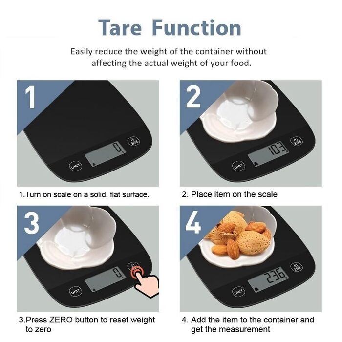 Цифрові кухонні ваги NUTRI FIT, ультратонкі, електронні багатофункціональні кухонні ваги, великий дисплей, пластикова платформа, 5