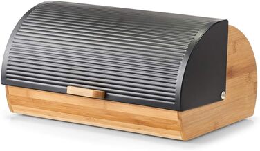 Хлібниця, бамбук/метал, чорна, приблизно 39 x 27 x 19 см, для зберігання хліба, модна чорна хлібниця, безпечна для харчових продук