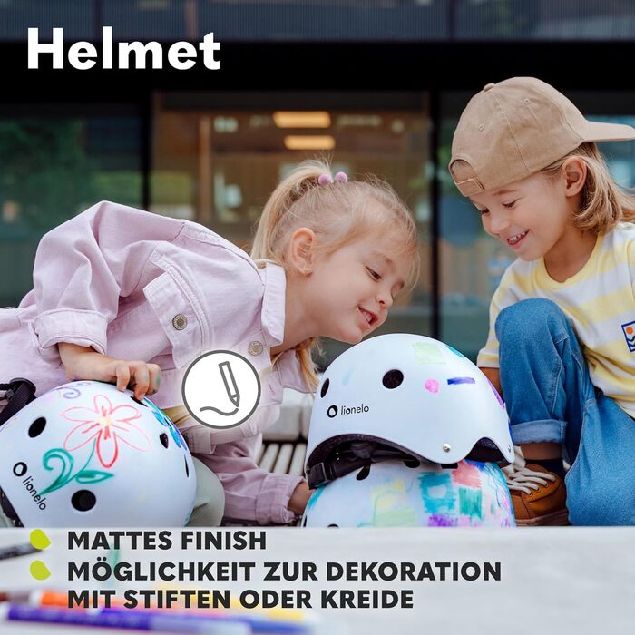 Дитячий захисний шолом LIONELO Helmet, регульований 50-56 см, захист підборіддя, сертифікований Intertek, для дівчаток і хлопчиків