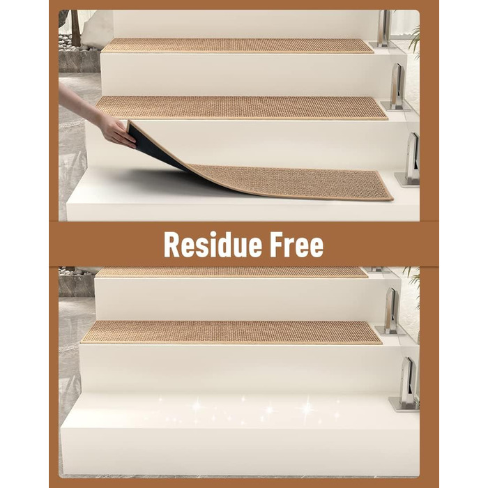 Нековзні сходинки PADOOR, гумова основа для дерев&39яних сходинок, 15 шт. , килимові сходинки без залишків для дітей та собак, 20,3 x 76,2 см, бежевий