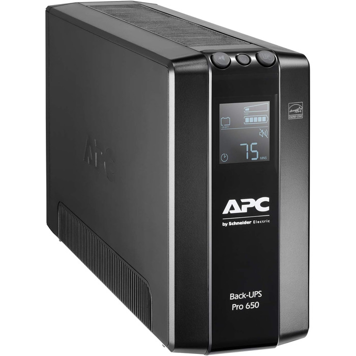 Резервний ДБЖ APC by Schneider Electric PRO - BR650MI - ДБЖ 650 ВА Живлення - модель MI (6 розеток IEC, виходи IEC - IEC, РК-інтерфейс, 1 ГБ захисту лінії передачі даних) Потужність 650 ВА - модель MI IEC - IEC - IEC - Виходи живлення одинарні