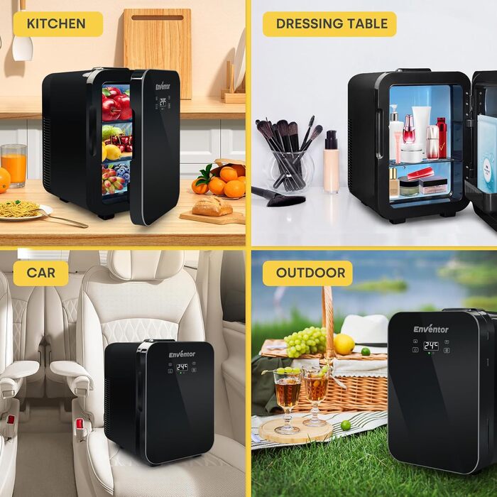 Міні-холодильник Enventor 10 літрів, охолоджувач і підігрівач, 220В змінного струму 12В постійного струму, портативний міні-холоди