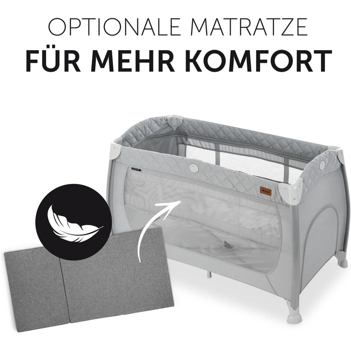 Дорожнє ліжечко Hauck Play N Relax Center з пеленальною підкладкою, регульованою висотою та боковим входом - Стьобаний сірий
