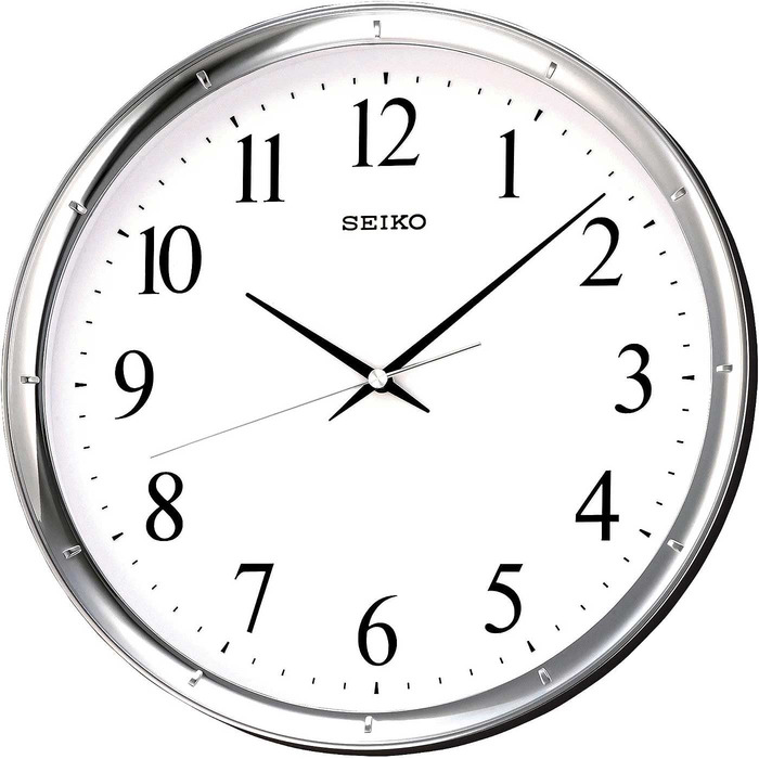 Настінний годинник Seiko з плавним ходом секундної стрілки, пластиковий корпус, сріблястий/білий