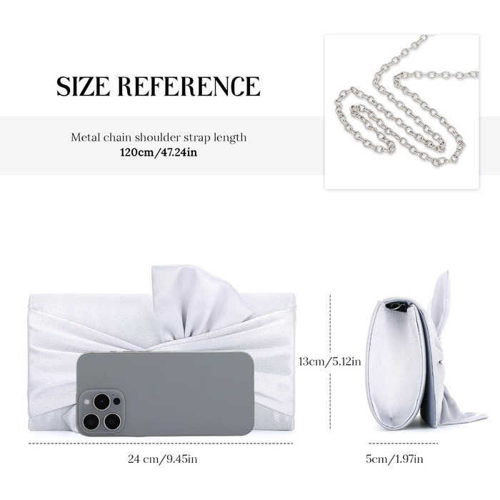 Елегантні атласні клатчі Fecialy для жінок, вечірня сумка з бантом, офіційні, для весільних вечірок та вечірок, сріблясте