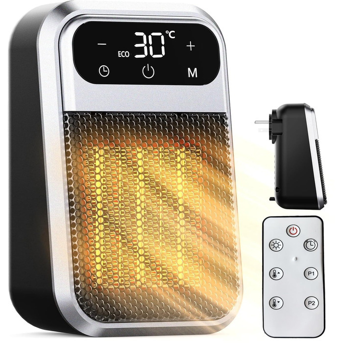 Підключається до мережі з вентилятором та дистанційним керуванням, міні-керамічний вентилятор для ванної кімнати, енергозберігаючий, тихий обігрів, променевий обігрівач потужністю 800 Вт з 12-годинним таймером, термостатом та захистом від перегріву для сп