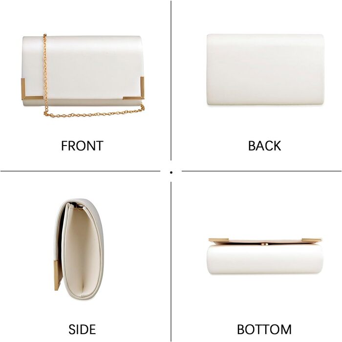 Жіноче вечірнє клатч-сумочка з ланцюжком, м'яка екошкіра, гаманець-сумочка з від'ємним ланцюжком, жіноча сумка на плече, крос-боді для весілля, коктейльної вечірки, біла
