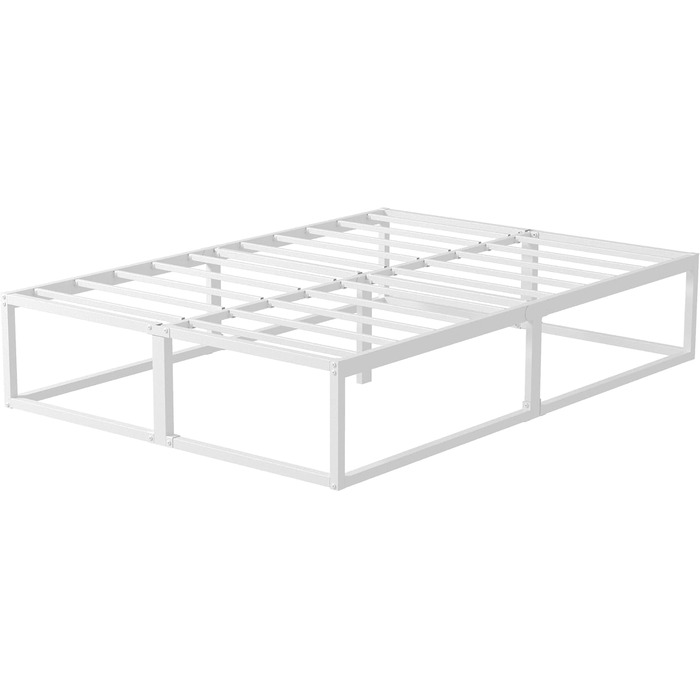 Каркас ліжка EMODA 120 x 200 см з рейковою основою, двоспальне ліжко заввишки 36 см, багато місця для зберігання, міцне металеве ліжко, легке складання, безшумне, біле 120 x 200 см