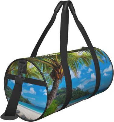 Спортивна сумка, дорожня сумка, пляжна сумка з принтом пальм та кокосів, сумка для ночівлі, чорна, універсальний розмір, сумка для подорожей