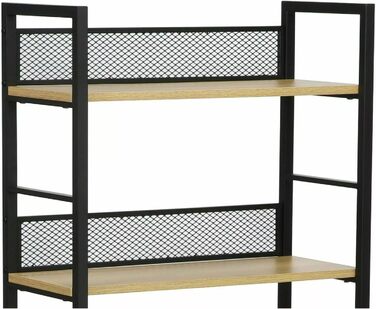 Книжкова полиця, Окремостояча полиця, 4 полиці, Промисловий дизайн, 1260x28 см Дерево/Чорний 4dc, 4