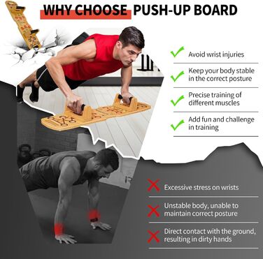 Дерев&39яна рама для віджимань, портативний складний силовий тренажер для м&39язів грудей, м&39язів спини, м&39язів живота, біцепсів плеча - домашнє обладнання для тренувань