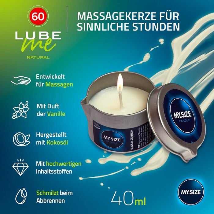 Набір MY.SIZE, 60mm, презервативи, лубрикант, масажна свічка, 12 шт