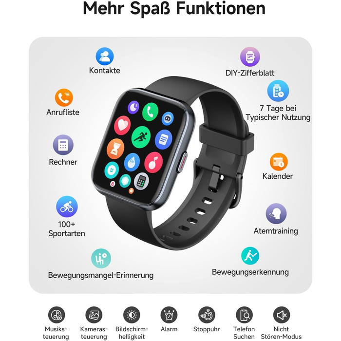 Розумний годинник для чоловіків та жінок, 1,8-дюймовий AMOLED-дисплей, розумний годинник з функцією телефону, Alexa, фітнес-годинник з серцевим ритмом, сном, SpO2, крокоміром, 110 спортивних режимів, водонепроникність IP68, спортивний годинник для iOS та 