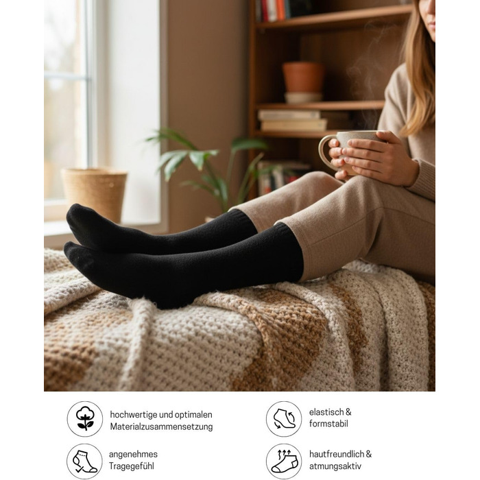 Пари термошкарпеток для жінок та чоловіків, зимові шкарпетки, повністю махрові, розміри 39-42, 6 пар Чорний, 6 12 24