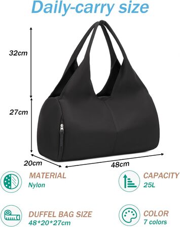 Жіноча спортивна сумка, дорожня сумка, ручна поклажа з відділенням для взуття та вологим відділенням, невелика спортивна сумка для йоги, сауни, плавання, чорна