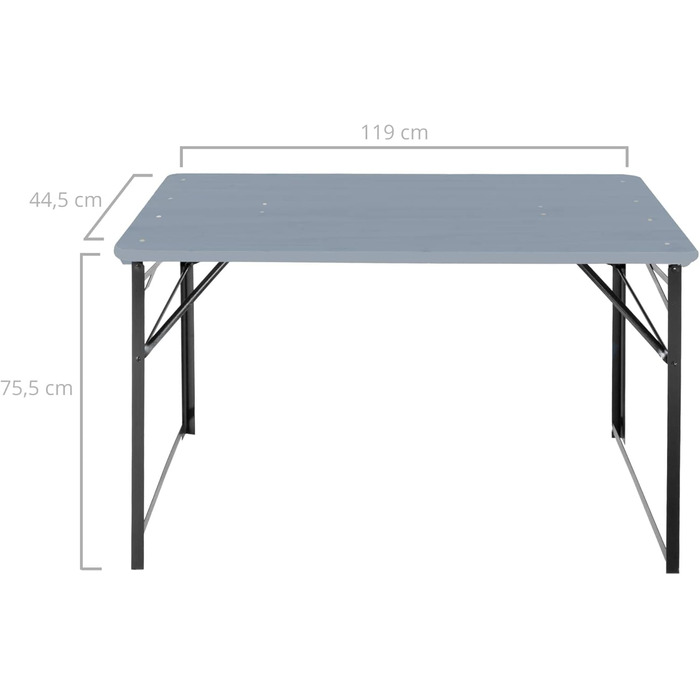 Набір пивних наметів Stagecaptain BBDL-119 Hirschgarten зі спинкою для балкона - довжина 119 см - Складаний набір шатрів стіл, 2 шт. лавка - дерев'яний набір сидінь - Indoor & Outdoor сірий