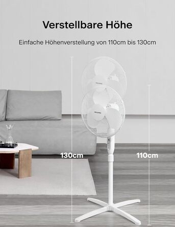 П'єдестальний вентилятор Pelonis, 16-дюймовий вентилятор безшумний з пультом дистанційного керування, регульований по висоті, 3 ре