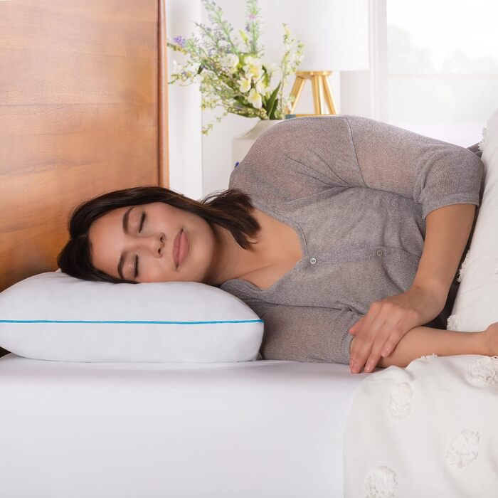 Подушка Linenspa 40x80 см Комплект з 2 шт. Подушка середньої жорсткості Сертифікована Oeko-Tex Виготовлена з подрібнених пластівців піни з ефектом пам&39яті, Біла 40 x 80 см