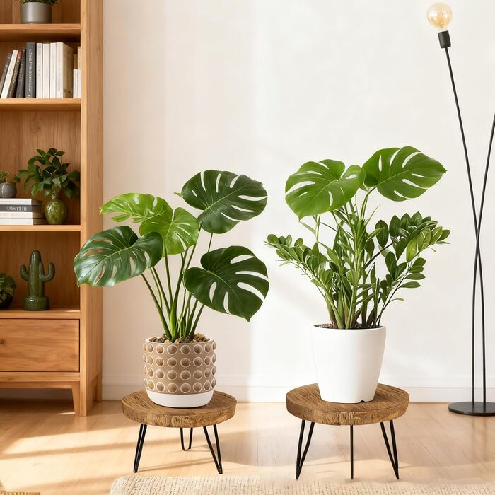 Дерев&39яна підставка для рослин, 25,4 * 17,8 см, кругла підставка для квітів з 3 ніжками, полиця для рослин, стійка для квітів, квітковий табурет, мінімалістична бамбукова підставка для рослин для вітальні, балкону, саду, декору для приміщень/зовнішнього