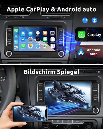 Автомобільне радіо ESSGOO Android 15 464G з бездротовим Android CarPlay для VW Golf MK5 MK6 Polo Caddy Passat Seat RCD330, 2 Din Bluetooth-радіо з 7-дюймовим сенсорним екраном FM RDS GPS WiFi навігація
