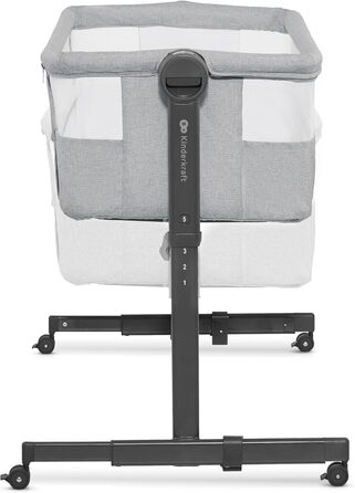 В-1 приліжкове ліжечко, дорожнє ліжечко з матрацом та простирадлом, 5-рівневе регулювання висоти матраца, 4 колеса з гальмами, м&39який матеріал, легка конструкція, сірий Neste Grey, 2 2-