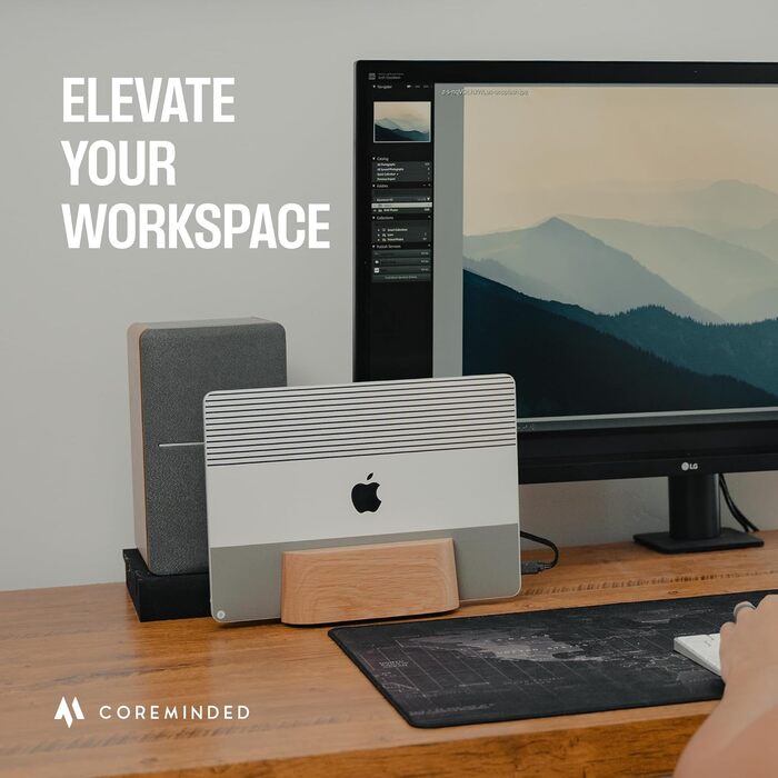 Регульована вертикальна підставка для ноутбука на стіл, деревний тримач для ноутбука, підставка для MacBook Pro, деревна док-станція для Mac Air (масив дуба) масив дуба