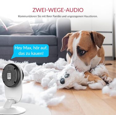 2K Indoor Surveillance Camera with AI Person Detection, Motion Detection, Push Notification, Two-Way Audio, for Baby Monitor, Pet, Works with Alexa and Google Assistant, 2K Indoor Surveillance Camera with AI Person Detection, Motion Detection, Push Notifi