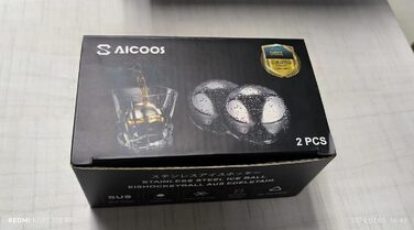 Багаторазова кулька для льоду 2 шт. и - кубик льоду круглий, камінь для віскі, кубики льоду з нержавіючої сталі з високою технолог