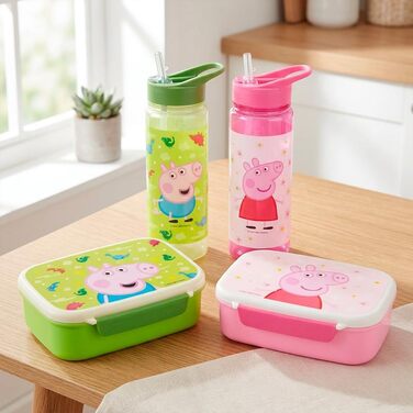 Ланчбокс Peppa Pig Квіти, Barbo Toys для дітей 38 років, міцний та легкий, можна мити в посудомийній машині, рожевий з квітковим малюнком, розміри 17,5x13x5,5 см