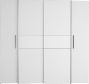 Шафа 200, сучасна шафа з розсувними/відкидними дверима, 4 двері, полиці, вішалки для одягу, дерев&39яний композит, білий, 200,1 см завширшки x 190,5 см заввишки x 61,2 см завглибшки, білий, без шухляд