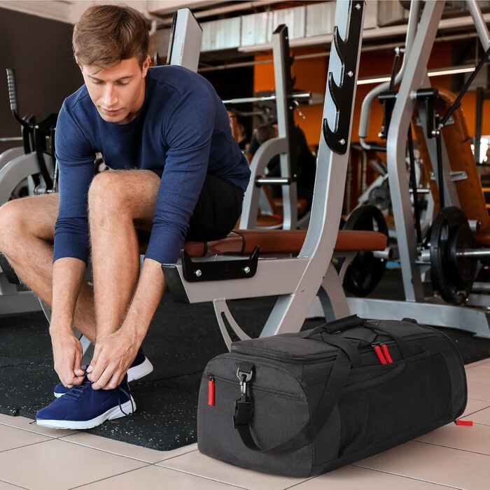 Чоловіча спортивна сумка Lifewit 40L, дорожній рюкзак з відділенням для взуття та вологим відділенням, спортивна сумка, водонепроникна тренувальна сумка для ручної поклажі під час польотів, спорт, фітнес, подорожі, чорний