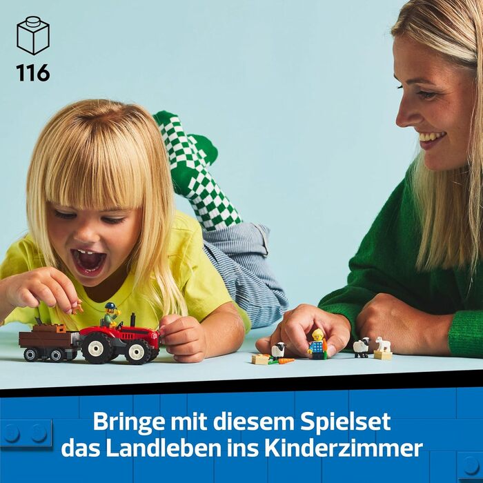 Трактор LEGO City з причепом - Ферма з фігурками трактора та тварин - Ігрові набори Монтессорі для хлопчиків і дівчаток від 4 рокі