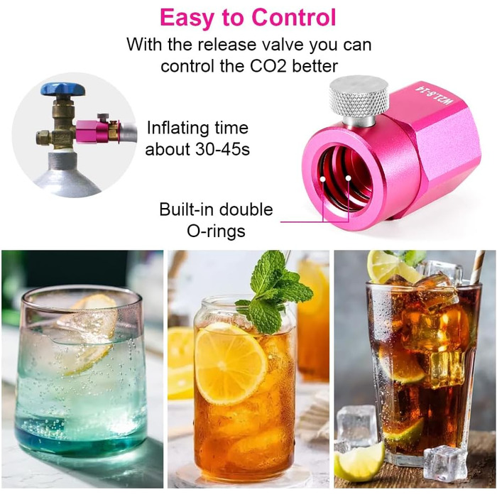 Адаптер для заправки CO2 ASOFTY, сумісний з SodaStream Duo, Crystal 3.0, Gaia, Art, Terra, циліндр E-Duo Quick Connect CO2, компактний адаптер передачі циліндра CO2 для роз'єму W21.8-14 Балон CO2