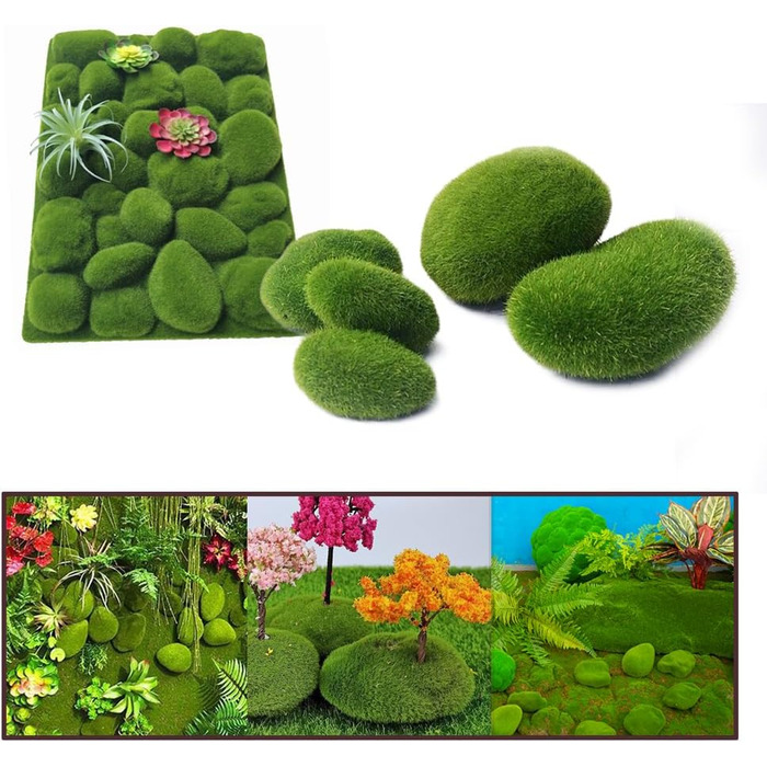 Кулі зі штучного моху Кульки зі штучного моху Кульки із зеленого моху Декоративний мох зі штучного моху Камені з моху Кулі з моху Прикраса для дизайну інтерєру, 40 шт., Ball Moss