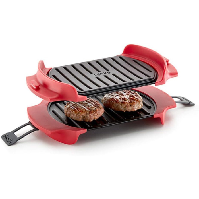 Гриль для мікрохвильової печі Lku, гриль для мікрохвильової печі, сталевий, червоний і чорний, стандарт 25,2 x 14,8 см