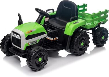 Дитячий електричний трактор, 12В 3-швидкісний трактор зі знімним причепом та пультом дистанційного керування 2.4G, дитячий електро
