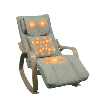 Масажне крісло-гойдалка, крісло-реклайнер, крісло для телевізора з 3-зонним масажем, масажне крісло з функцією підігріву, регульований підголівник та підставка для ніг, знімний чохол, вантажопідйомність 150 кг, бежевий