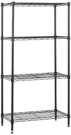 Вузька шафа для зберігання Storeo Basics з 4 полицями, регульованими по висоті полицями та ніжками, максимальна вага 363 кг, чорна, 34 см x 58,9 см x 121,9 см (Г x Ш x В) 4 полиці чорного кольору 34 Д x 58,9 Ш x 121,9 см