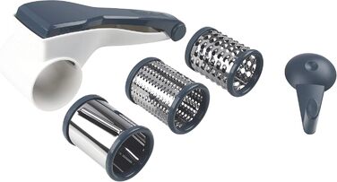 Барабанна терка Fackelmann 27911, нержавіюча сталь 18/8, білий, сріблястий і синій, 210,5X10CM Терка для барабанів білий/синьо-сірий