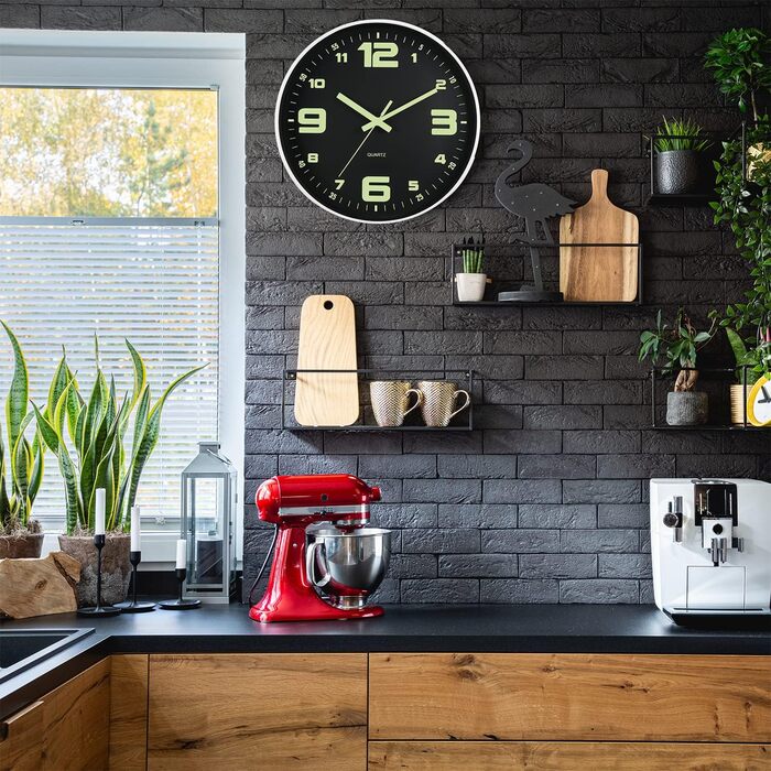 Настінний годинник з підсвічуванням, Безшумний, не цокає, 30 см, Настінний годинник з нічним світлом, Працює від батареї, Сучасний